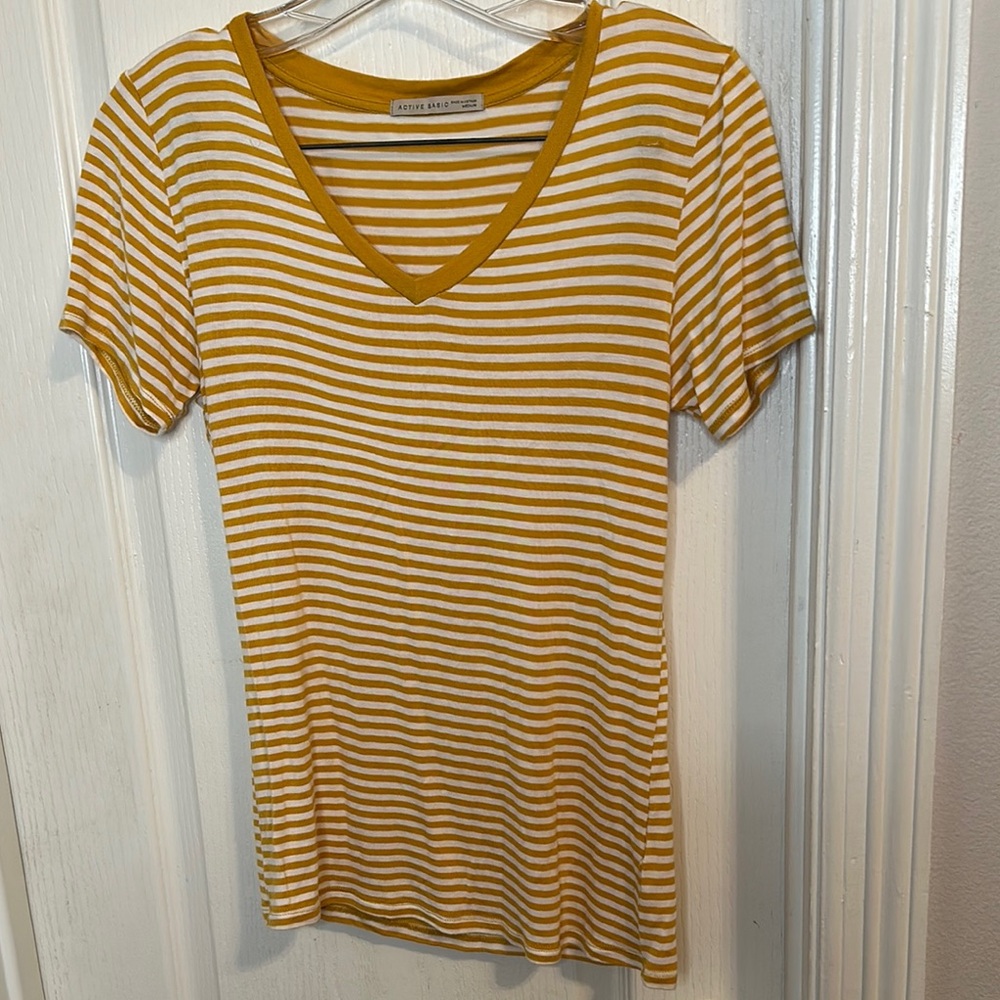 Mustard Yellow Striped Women's Top